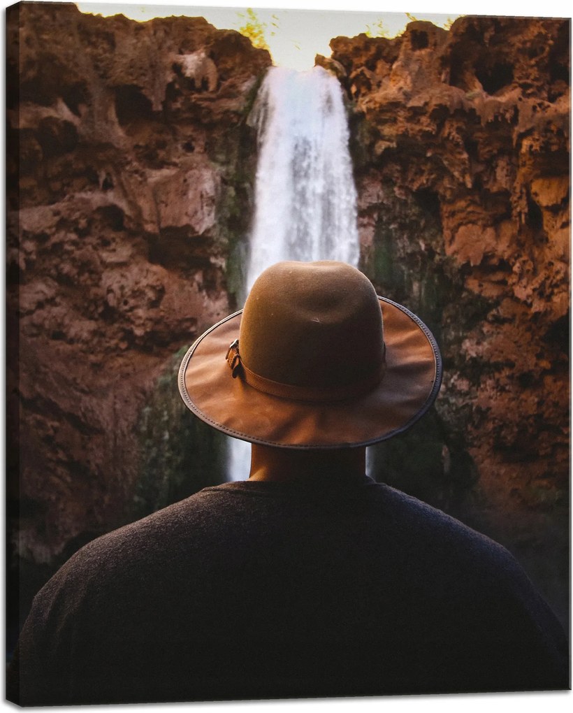 Vászonkép Emberek Vízesés Hegyek 40x50