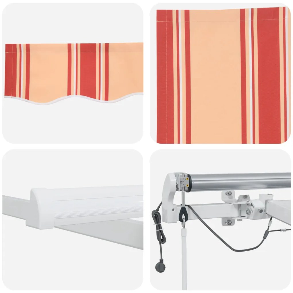 Automatikus Behúzható Napellenző LED-del Sárga és Narancs 600x350 cm