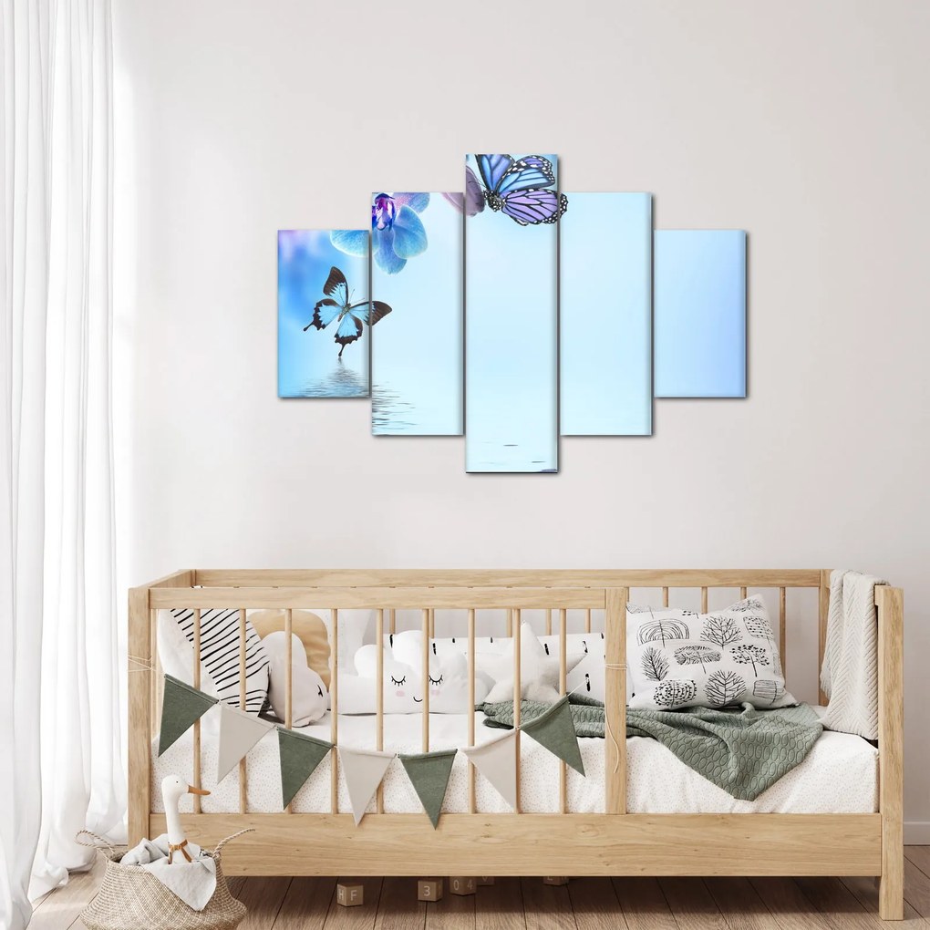 Kép - Pillangó orchidea virágon, kék (150x105 cm)