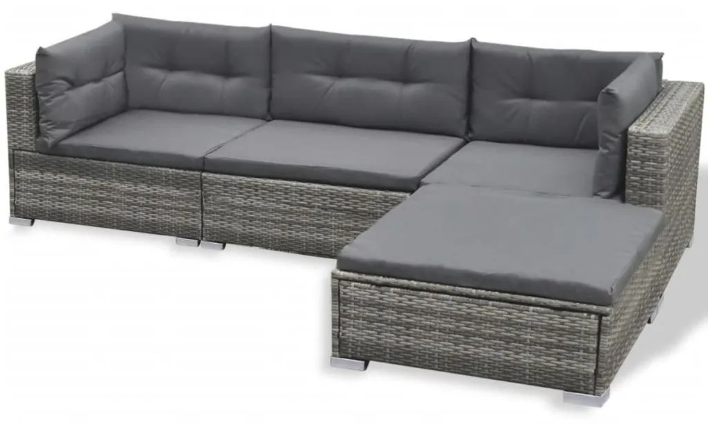 6 részes szürke polyrattan kerti ülőgarnitúra párnákkal