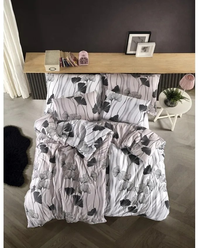 BedTex Pamut ágynemő Ginko fehér, 140 x 200 cm, 70 x 90 cm