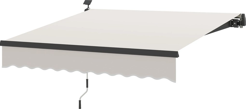 Outsunny Kézi Retractable Napernyő 3x2.5m Napelemes LED Fényekkel Erkélyhez Alumínium Kvázi és UV50+ Védelem Kert Terasz Ablakokhoz Krém | Aosom