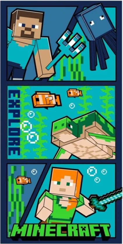 Minecraft Explore fürdőlepedő, strand törölköző 70x140cm (Fast Dry)