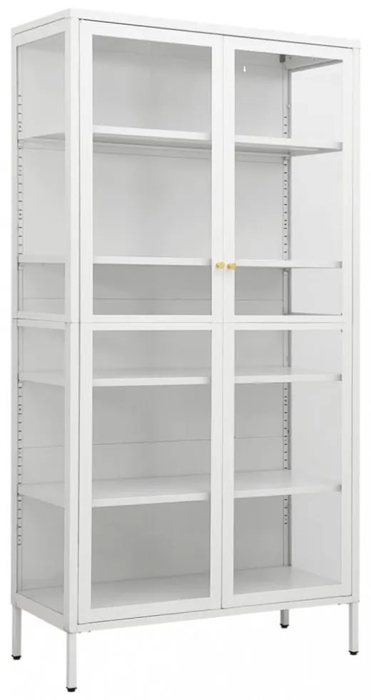 fehér acél és edzett üveg vitrin 90 x 40 x 180 cm