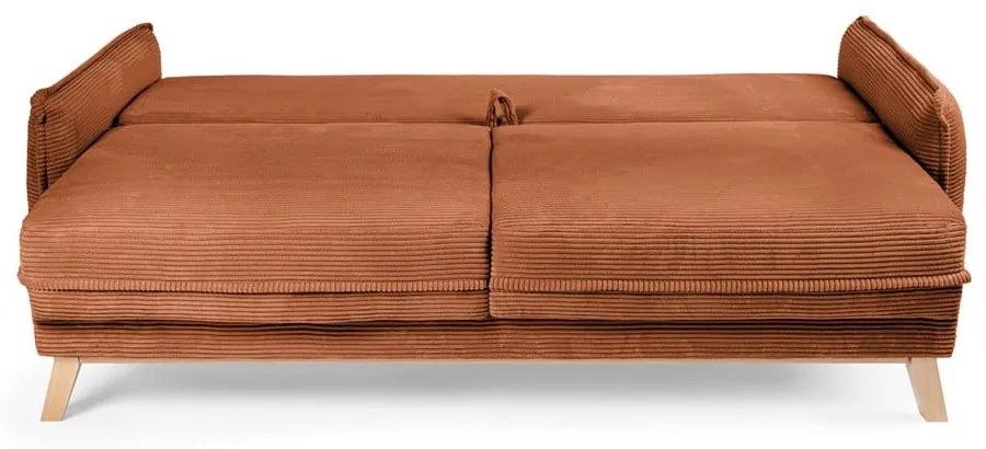 Narancssárga kordbársony kinyitható kanapé 218 cm Tori – Bonami Selection