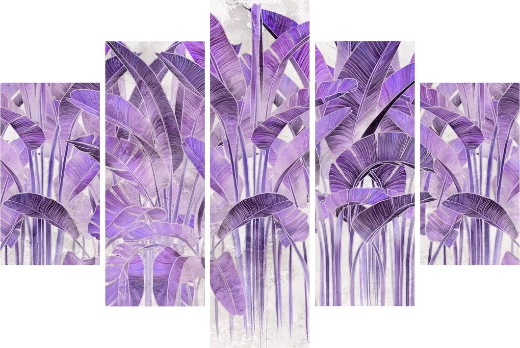 Kép - Lila levelek vakolatban (150x105 cm)