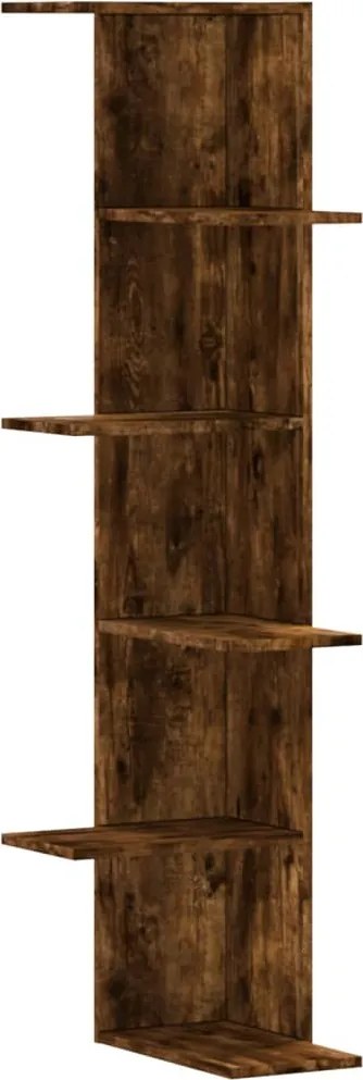 vidaXL füstös tölgy szerelt fa fali sarokpolc 36,5 x 36,5 x 140 cm