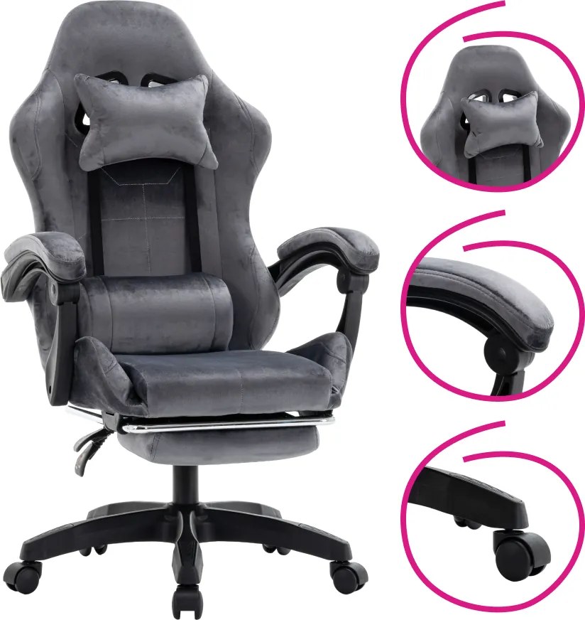Irodai/gamer szék, szürke, LOPES