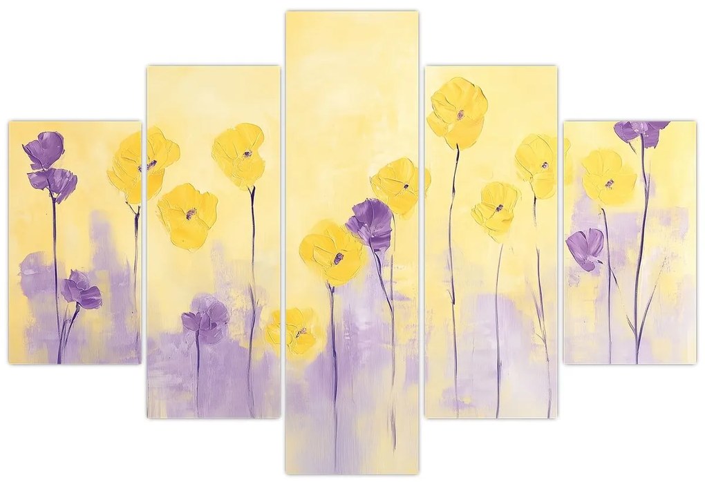 Kép - Lila és sárga virágok (150x105 cm)