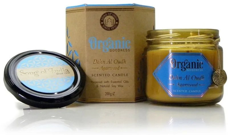 Dehn Al Oudh - Agarwood természetes illatú szója gyertya 200 g borostyánsárga üvegben
