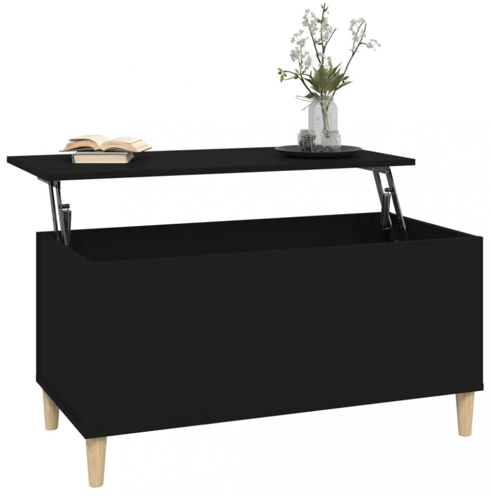 fekete szerelt fa dohányzóasztal 90x44,5x45 cm