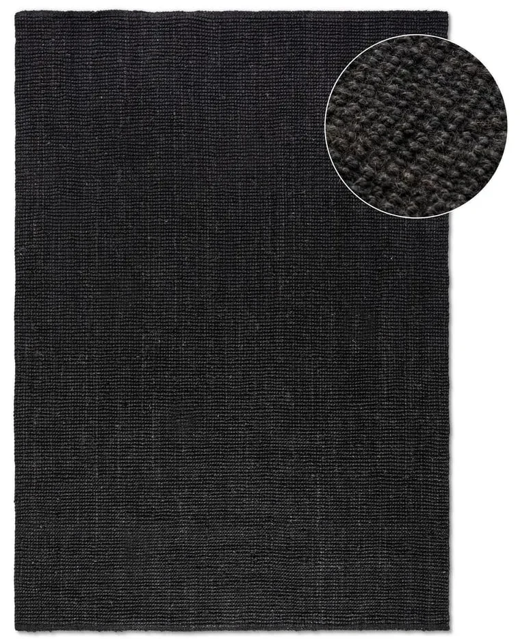 Fekete juta szőnyeg 80x150 cm Bouclé – Hanse Home