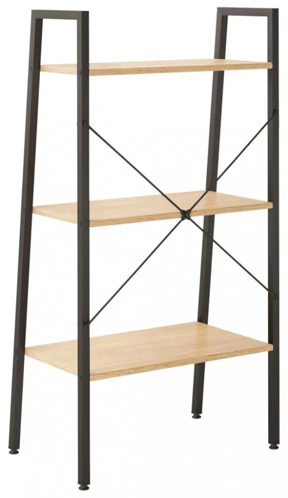 3 szintes világosbarna és fekete állópolc 56 x 35 x 108 cm