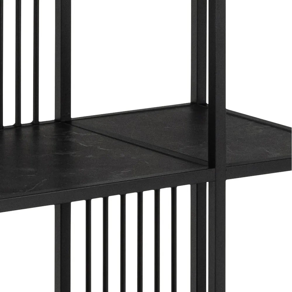 Fekete könyvespolc kő dekorral 85x185 cm Strington – Actona