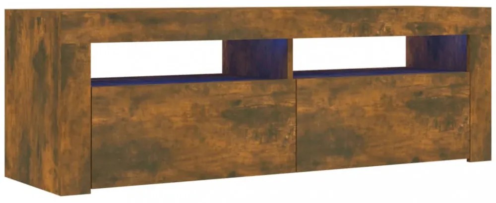 füstös tölgy színű TV-szekrény LED-ekkel 120 x 35 x 40 cm