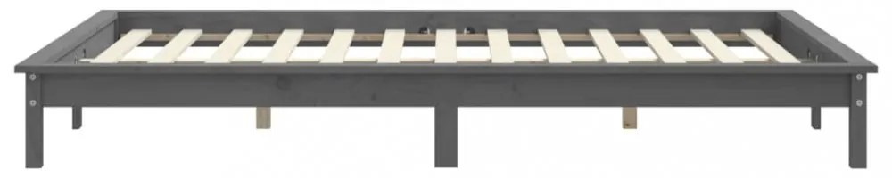 szürke tömör fenyőfa ágykeret 150 x 200 cm (King Size)