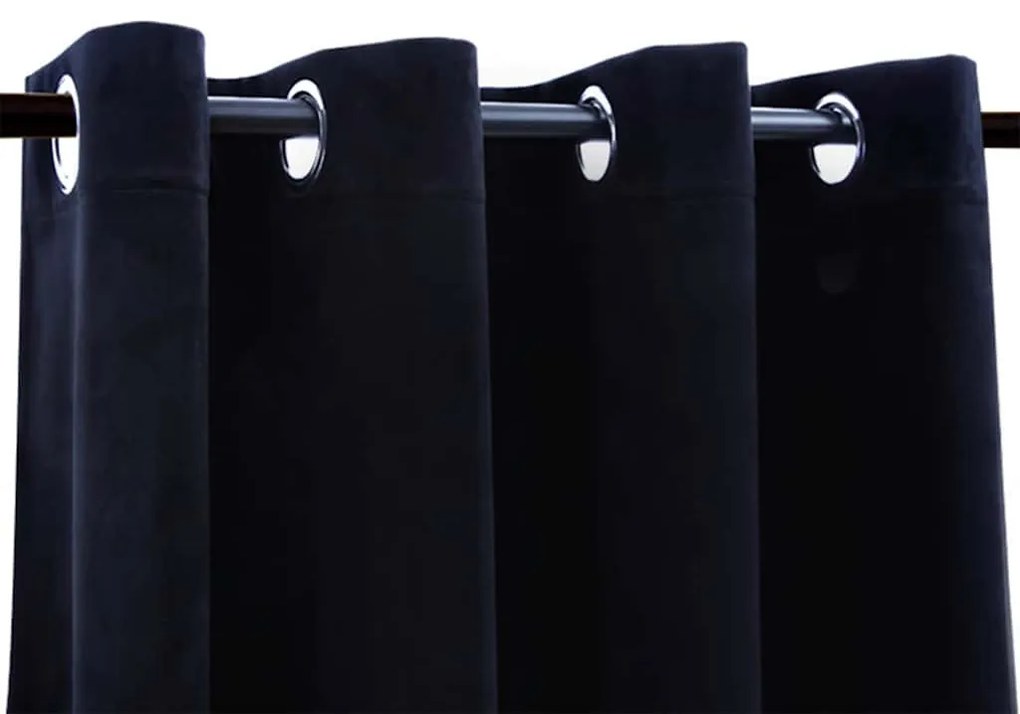 2 db fekete bársony sötétítőfüggöny gyűrűkkel 140 x 175 cm