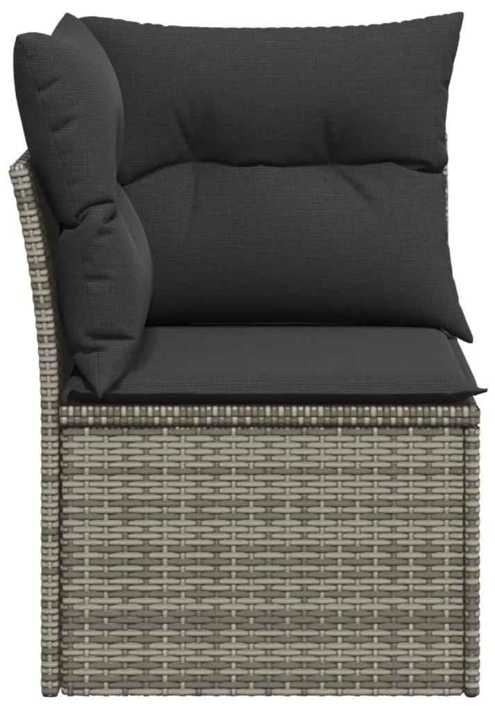 Szürke polyrattan kerti sarokkanapé párnával