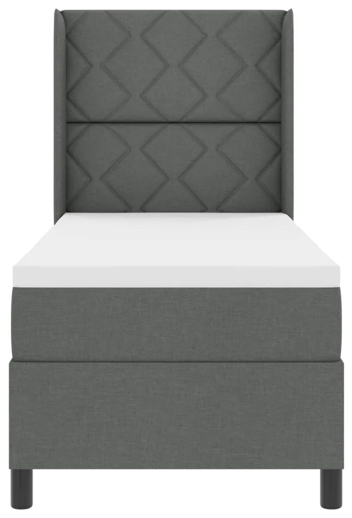 Boxspring Ágy Matrac Közepes Szürke 90x190 cm Szövet