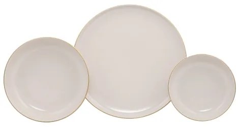 18 részes porcelán étkészlet – bézs/arany