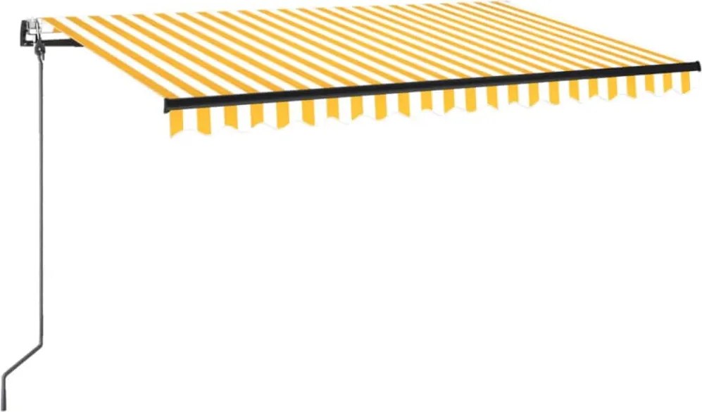 vidaXL sárga-fehér szélérzékelős és LED-es napellenző 400x350 cm