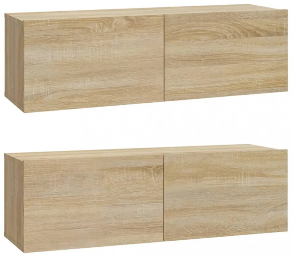 2 db sonoma tölgy szerelt fa fali TV-szekrény 100x30x30 cm