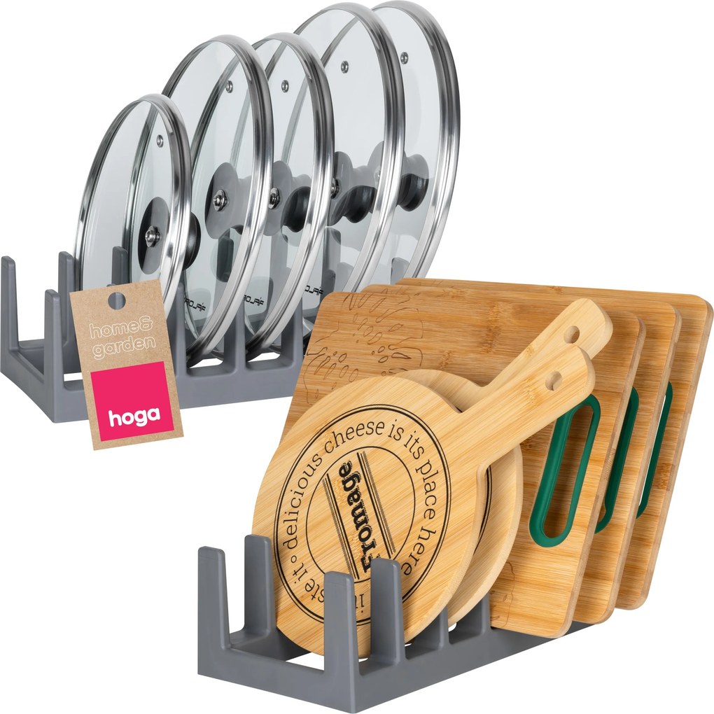 Állvány Fedők Tányérok Vágódeszkák Szervezéséhez Konyhai Szekrénybe Fiókba szürke