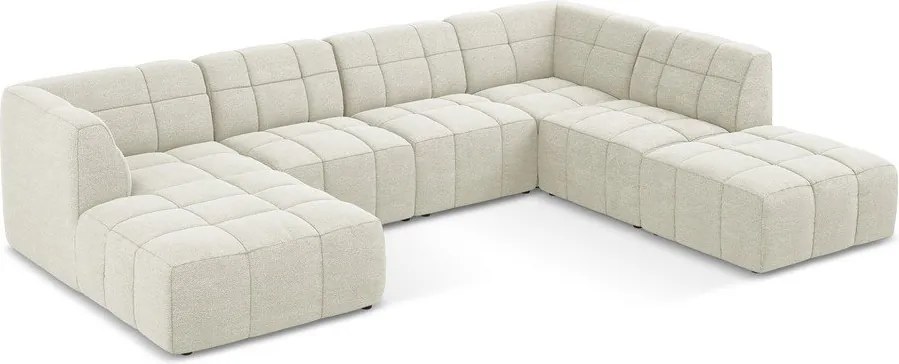 Bézs buklé sarokkanapé (U alakú) Aloha – Makamii