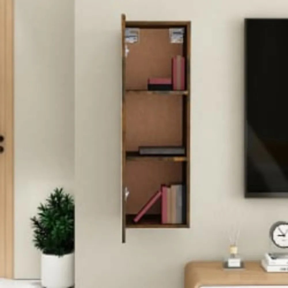 füstös tölgy színű szerelt fa TV-szekrény 30,5x30x90 cm