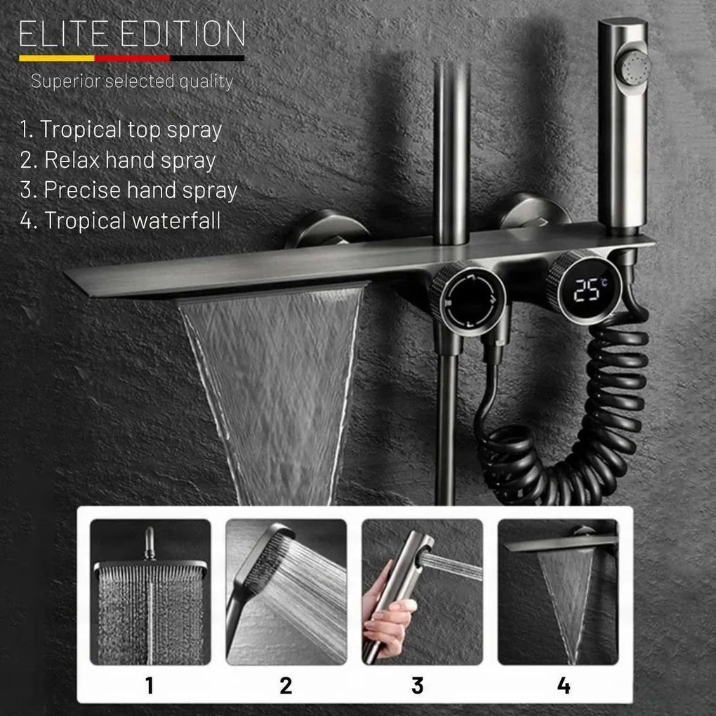 Falon kívüli zuhanyrendszer ELITE EDITION SH1857 termosztáttal, több színváltozatban — Igen