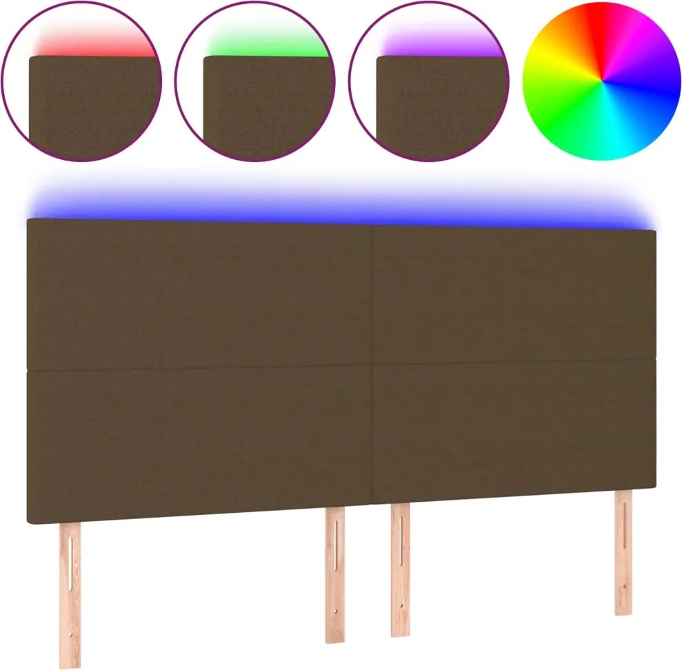 vidaXL sötétbarna szövet LED-es fejtámla 160x5x118/128 cm