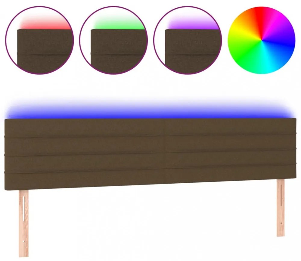 sötétbarna szövet LED-es fejtámla 200x5x78/88 cm