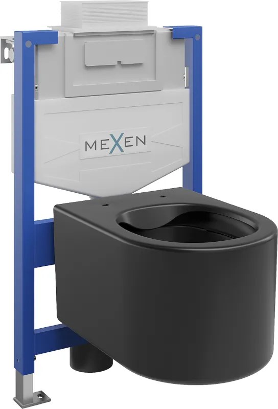 Mexen Sofia WC beépített szett Fenix XS-U tartóval és WC csészével, fekete matt - 6853354XX85