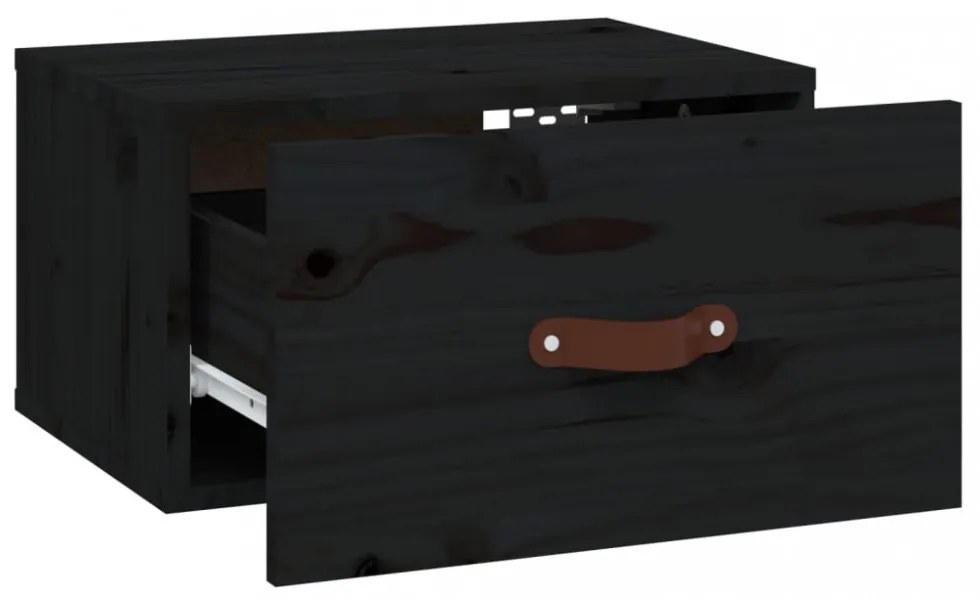 2 db fekete falra szerelhető éjjeliszekrény 40 x 29,5 x 22 cm
