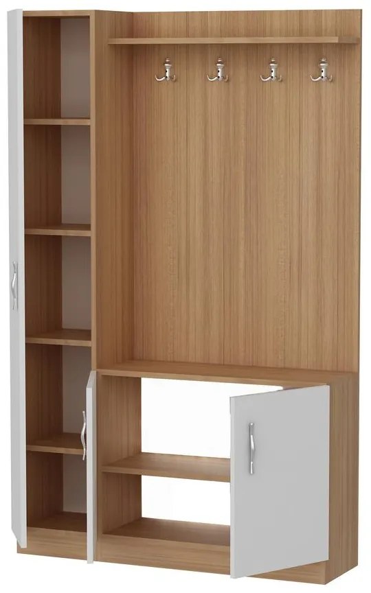 Előszobafal Naturel - Teak, White
