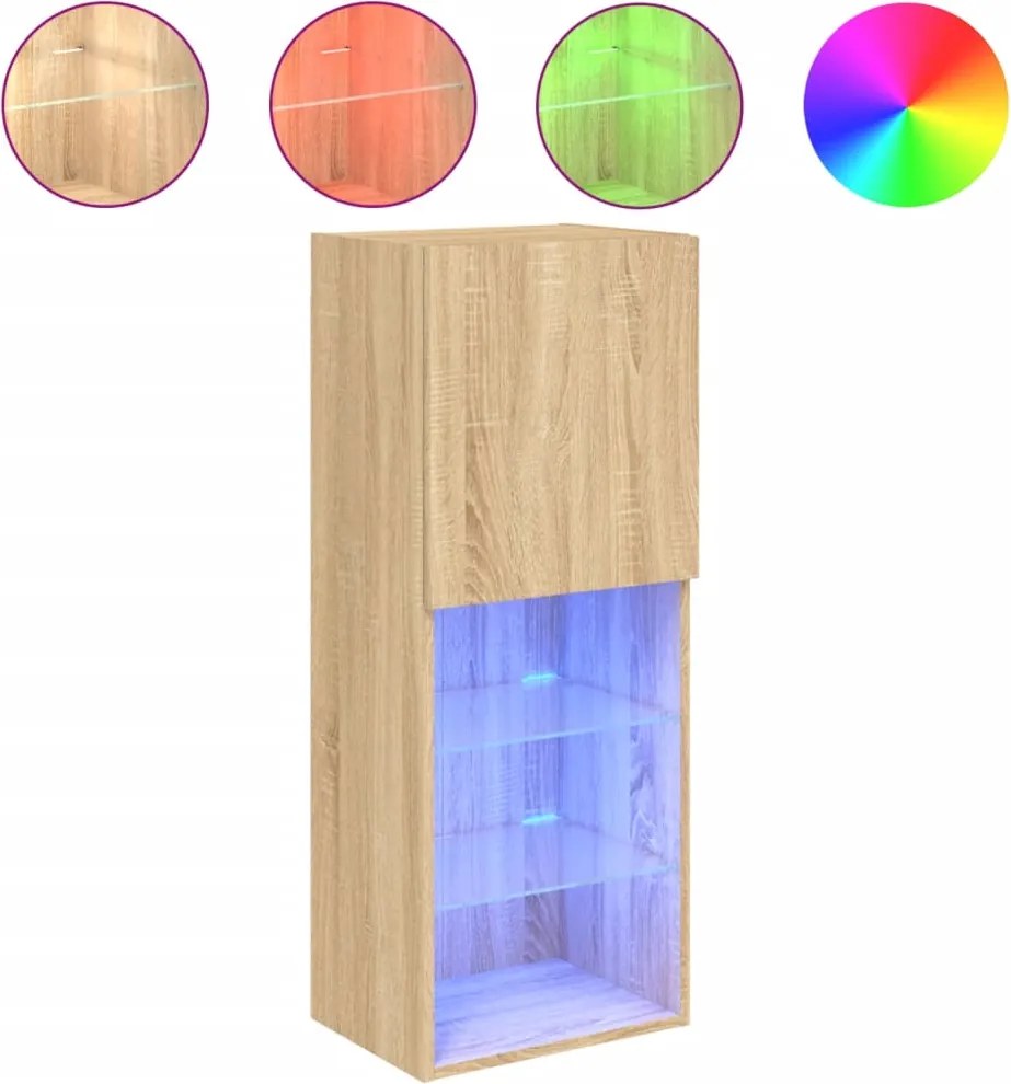 vidaXL sonoma tölgy színű TV-szekrény LED lámpákkal 40,5 x 30 x 102 cm