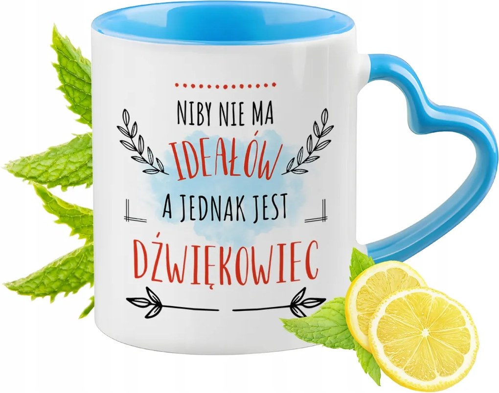 Hangosítós kék bögre szív alakú füllel Ajándék