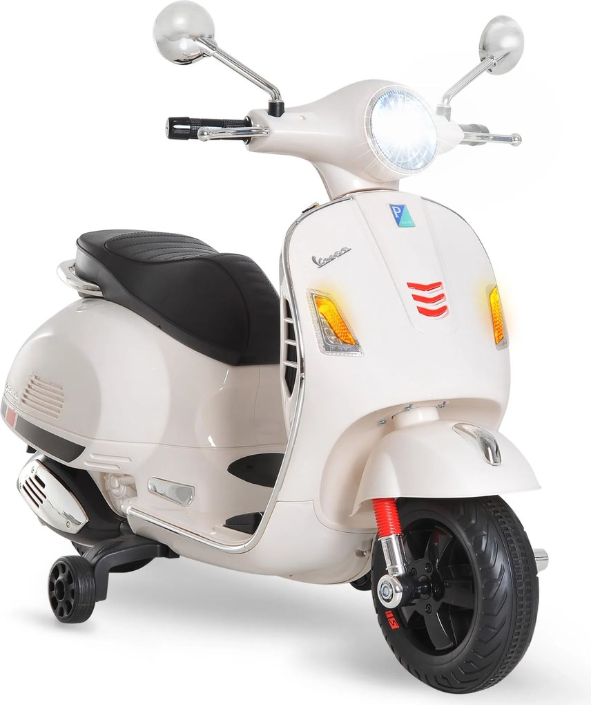 HOMCOM Elektromos Motor Gyerekeknek 3-6 Éveseknek VESPA Licenccel - Akkumulátoros Motor Zene Funkcióval, 2-3 km/h Sebességgel és Haranggal, Teherbírás