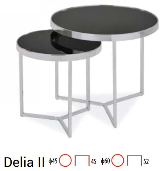 Delia ll 60cm Dohányzóasztal Fekete - Króm
