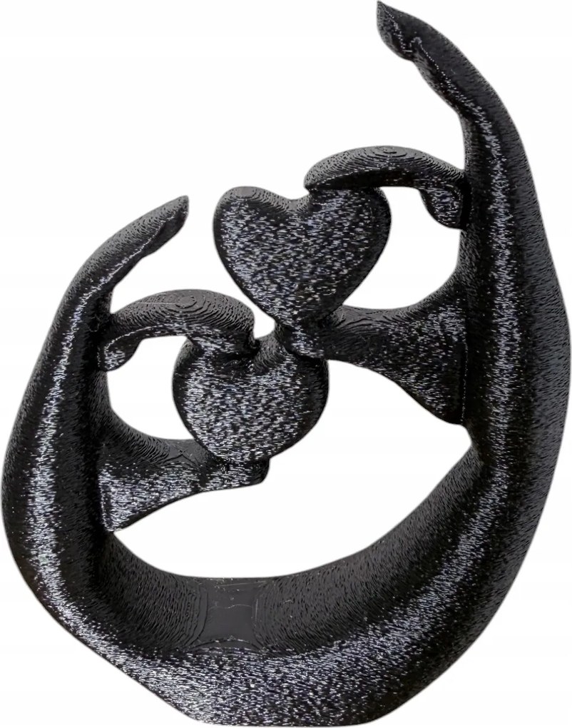 Figura, "Szívek a kézben" dekoráció – egyedi 3D nyomtatás, fekete félmatt