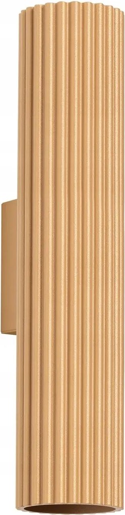 Fali lámpa modern arany bordázott cső 30 cm felső-alsó 2 pont Sollux
