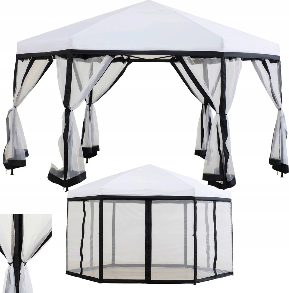 Kerti Pavilon Sátor Könnyű Összeszerelés Fém Fehér 339x339x260cm