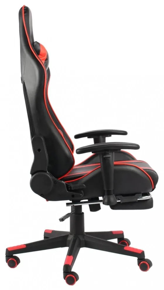 piros PVC forgó gamer szék lábtartóval