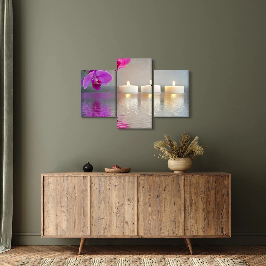 Gyertyák a vízen képe (90x60 cm)