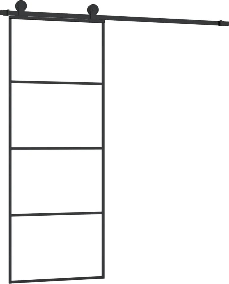vidaXL ESG üveg és alumínium tolóajtó fémszerelvény-szettel 76x205 cm