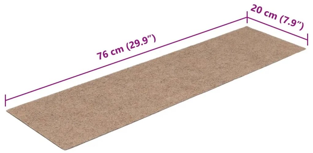 15 db világosbarna négyszögletes öntapadó lépcsőszőnyeg 76x20cm