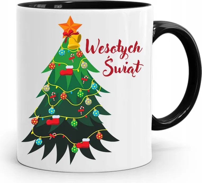 Fekete Karácsonyi Bögre Mikulásra, fényképes nyomtatással