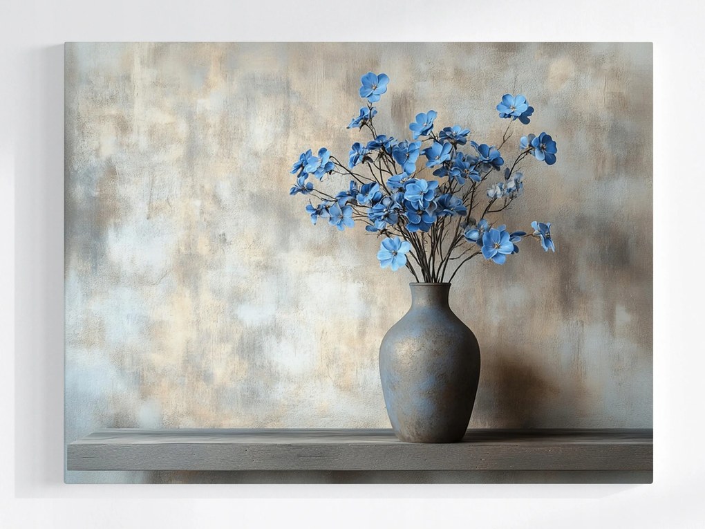 Vászonkép Canvas Dekoráció Váza Kerámia Kék Virágok 100x75
