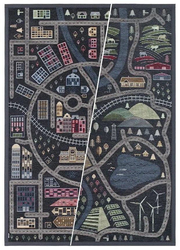 Ülejõe fekete kétoldalas gyerekszőnyeg, 140 x 200 cm - Narma