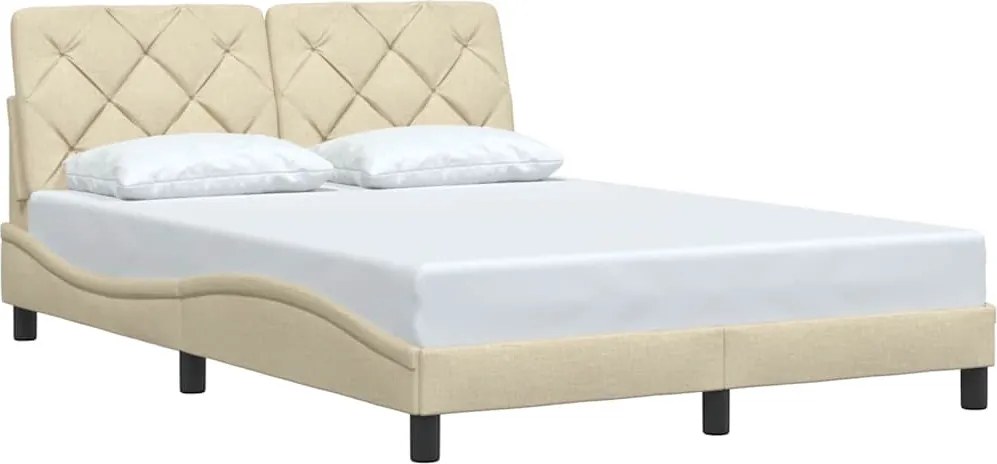 vidaXL krémszínű szövet ágykeret matrac nélkül 140 x 190 cm